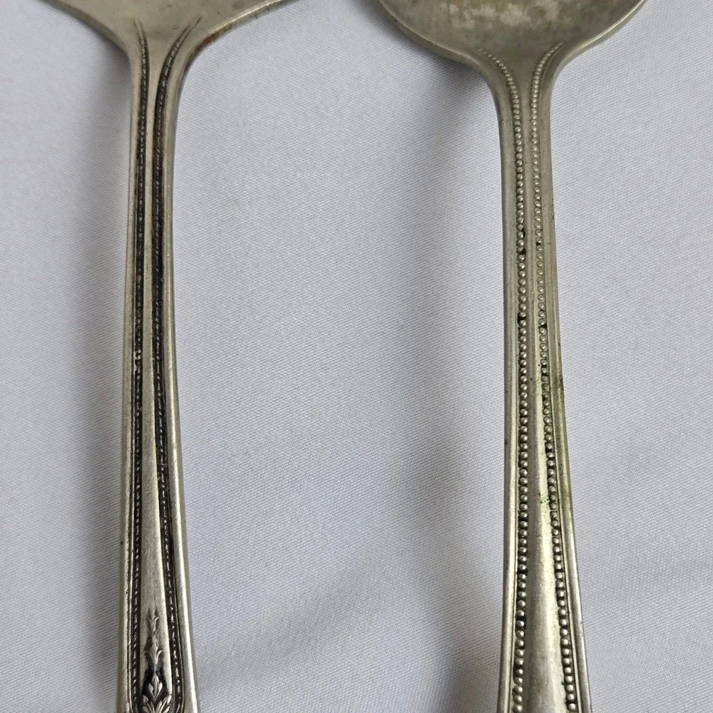 Serving Spoon & Fork, Rogers Nickel Silver Spoon, R.C.C.O Bouquet Plate Fork Vtg